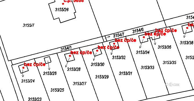 Chomutov 49549111 na parcele st. 3153/30 v KÚ Chomutov II, Katastrální mapa