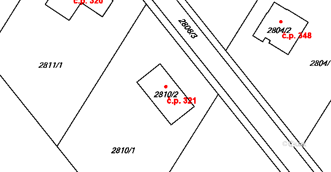 Třanovice 321 na parcele st. 2810/2 v KÚ Třanovice, Katastrální mapa