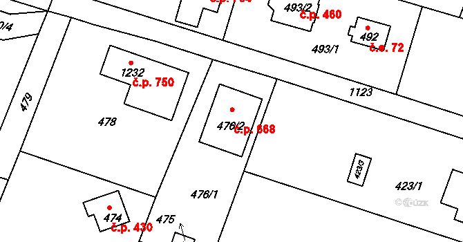 Štěnovice 668 na parcele st. 476/2 v KÚ Štěnovice, Katastrální mapa