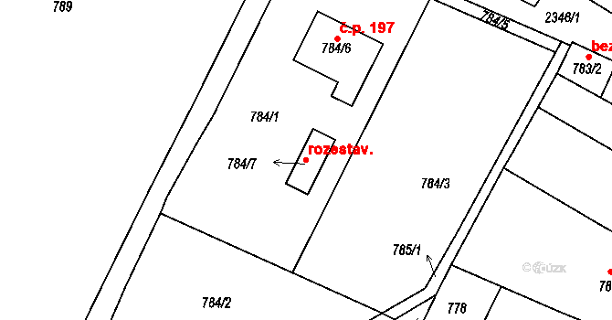 Březnice 51918111 na parcele st. 784/7 v KÚ Březnice, Katastrální mapa