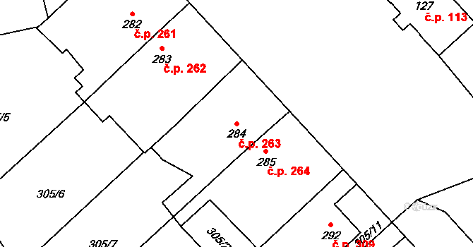 Slatiňany 263 na parcele st. 284 v KÚ Slatiňany, Katastrální mapa