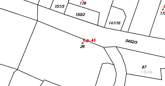 Písecká Smoleč 41, Slabčice na parcele st. 26 v KÚ Písecká Smoleč, Katastrální mapa