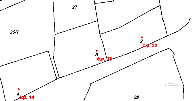Beroun-Jarov 13, Beroun na parcele st. 3 v KÚ Jarov u Berouna, Katastrální mapa