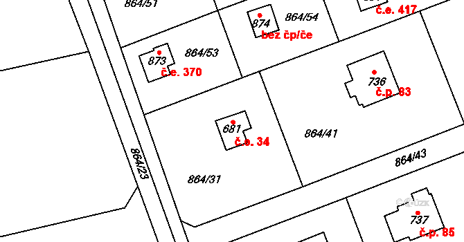 Bojov 34, Čisovice, Katastrální mapa