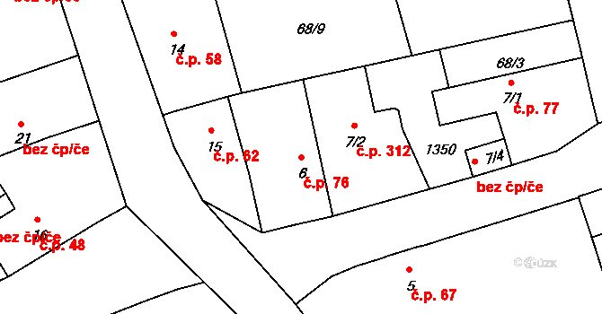 Úhonice 76 na parcele st. 6 v KÚ Úhonice, Katastrální mapa