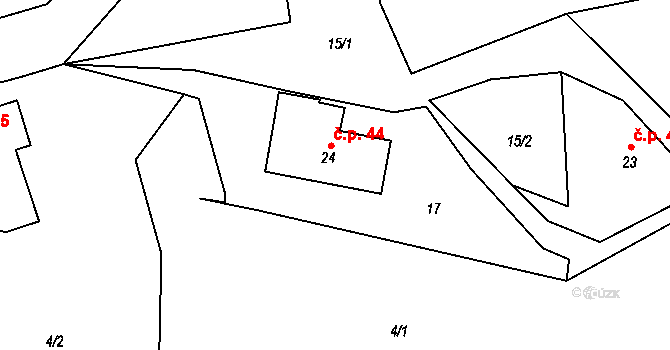 Chlístov 44, Hořičky na parcele st. 24 v KÚ Chlístov u Hořiček, Katastrální mapa