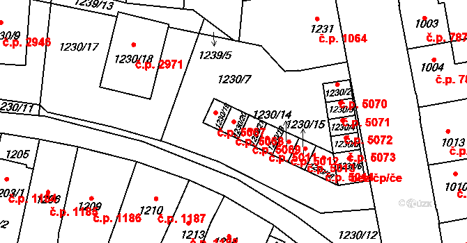 Louny 5068 na parcele st. 1230/20 v KÚ Louny, Katastrální mapa