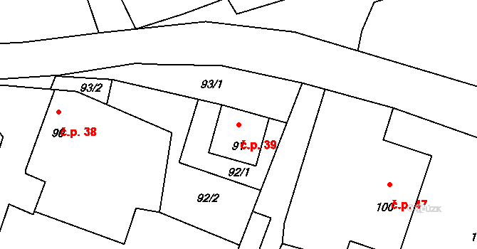 Heřmanice 39, Starý Jičín na parcele st. 91 v KÚ Heřmanice u Polomi, Katastrální mapa