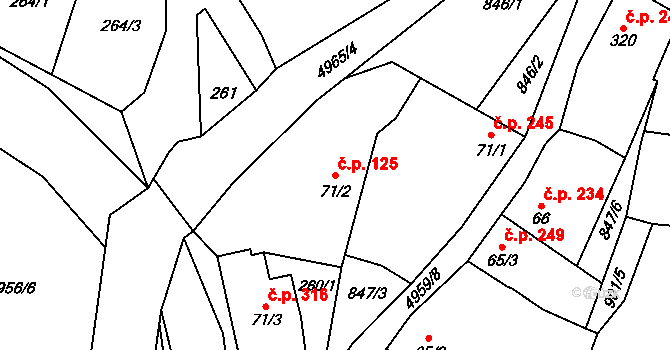 Černovice 125 na parcele st. 71/2 v KÚ Černovice u Tábora, Katastrální mapa
