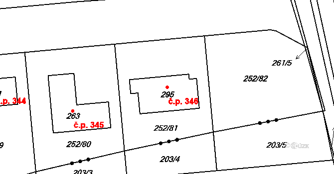 Vysoký Újezd 346 na parcele st. 295 v KÚ Vysoký Újezd u Berouna, Katastrální mapa
