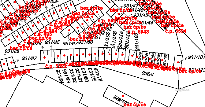 Louny 396 na parcele st. 931/111 v KÚ Louny, Katastrální mapa