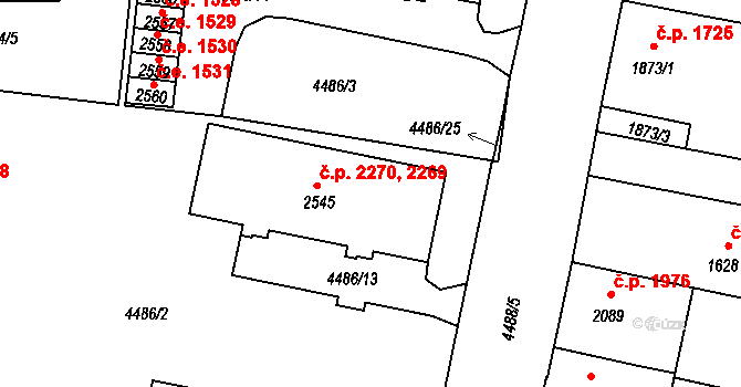 Žatec 2269,2270 na parcele st. 2545 v KÚ Žatec, Katastrální mapa