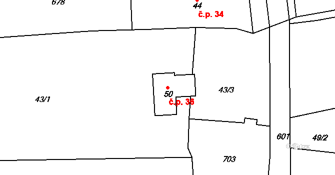 Spyšova 36, Sobotka na parcele st. 50 v KÚ Spyšova, Katastrální mapa
