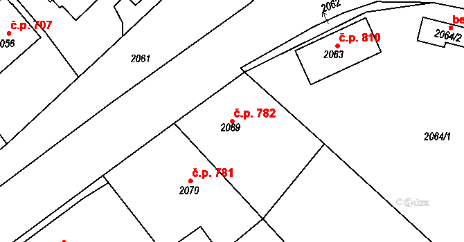 Rychnov nad Kněžnou 782 na parcele st. 2069 v KÚ Rychnov nad Kněžnou, Katastrální mapa