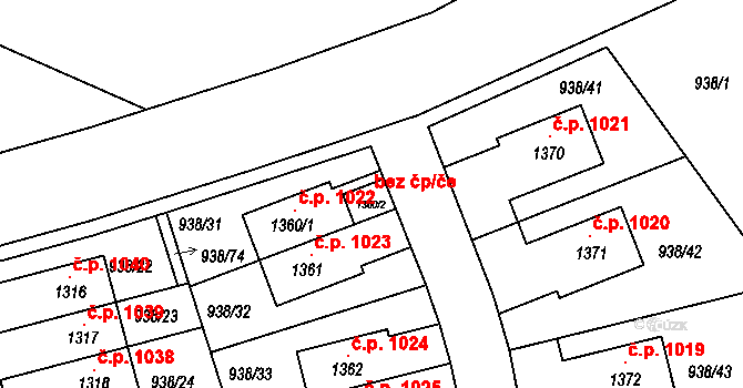 Líbeznice 100337112 na parcele st. 1360/2 v KÚ Líbeznice, Katastrální mapa