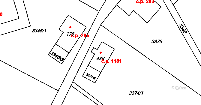 Příchovice 1181, Kořenov na parcele st. 436 v KÚ Příchovice u Kořenova, Katastrální mapa