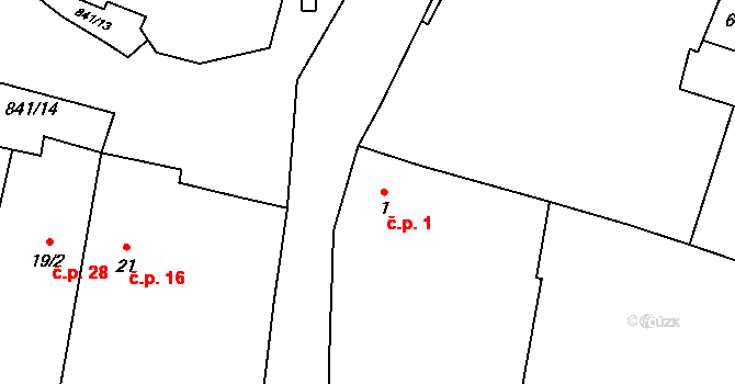 Popice 1, Jihlava na parcele st. 1 v KÚ Popice u Jihlavy, Katastrální mapa