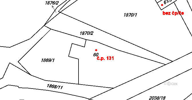 Sosnová 131 na parcele st. 60 v KÚ Sosnová, Katastrální mapa
