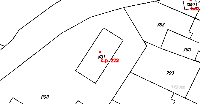 Dačice V 222, Dačice na parcele st. 801 v KÚ Dačice, Katastrální mapa