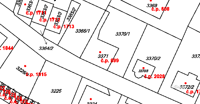 Děčín VI-Letná 899, Děčín na parcele st. 3371 v KÚ Podmokly, Katastrální mapa