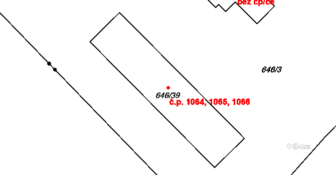 Kozlov 1064,1065,1066 na parcele st. 646/39 v KÚ Kozlov u Velkého Újezdu I, Katastrální mapa