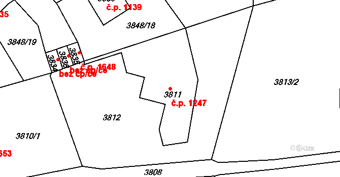 Střekov 1247, Ústí nad Labem na parcele st. 3811 v KÚ Střekov, Katastrální mapa