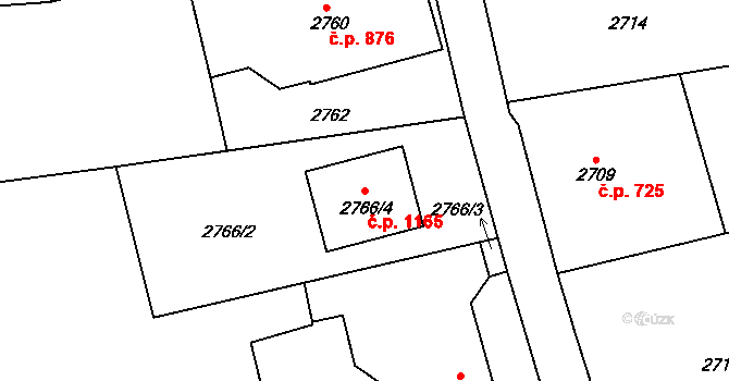 Dolní Lutyně 1165 na parcele st. 2766/4 v KÚ Dolní Lutyně, Katastrální mapa