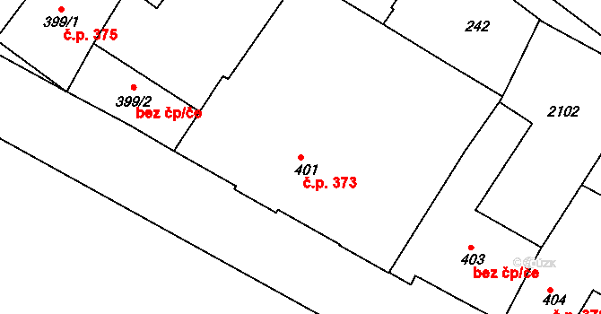 Předměstí 373, Svitavy na parcele st. 401 v KÚ Svitavy-předměstí, Katastrální mapa