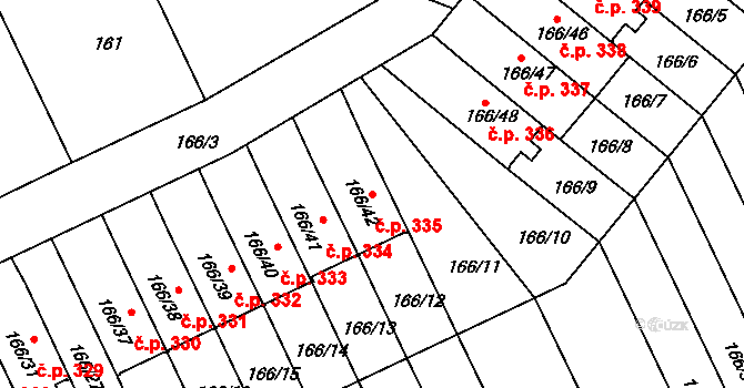 Klokoty 335, Tábor na parcele st. 166/42 v KÚ Klokoty, Katastrální mapa