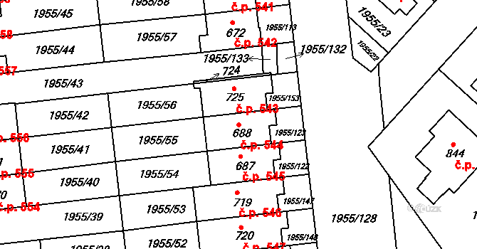 Černilov 544 na parcele st. 688 v KÚ Černilov, Katastrální mapa