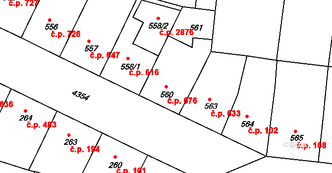 Žižkov 676, Praha na parcele st. 560 v KÚ Žižkov, Katastrální mapa