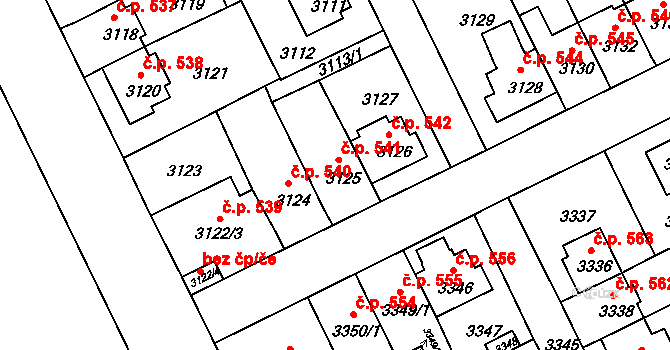Záběhlice 541, Praha na parcele st. 3125 v KÚ Záběhlice, Katastrální mapa