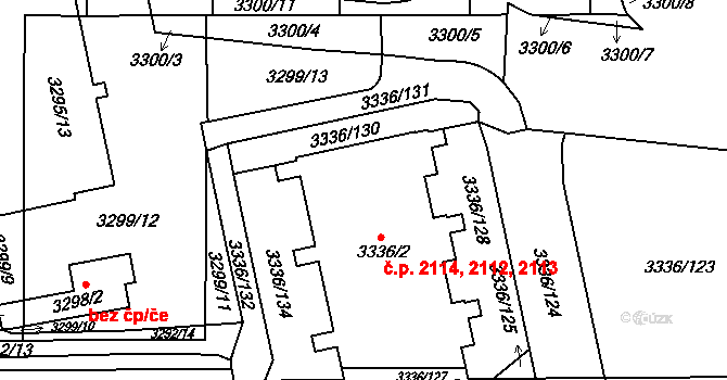 Chodov 2112,2113,2114, Praha na parcele st. 3336/2 v KÚ Chodov, Katastrální mapa