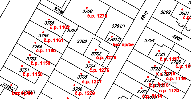 Dejvice 1275, Praha na parcele st. 3762 v KÚ Dejvice, Katastrální mapa