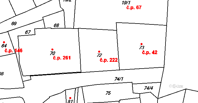 Vršovice 222, Praha na parcele st. 72 v KÚ Vršovice, Katastrální mapa