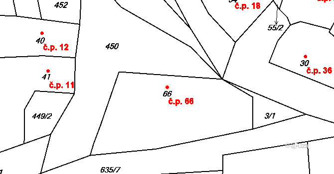 Rovná 66 na parcele st. 66 v KÚ Rovná u Strakonic, Katastrální mapa