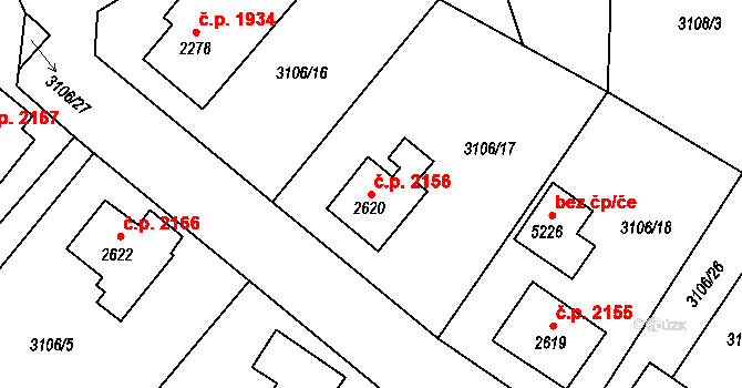 Dvůr Králové nad Labem 2156 na parcele st. 2620 v KÚ Dvůr Králové nad Labem, Katastrální mapa