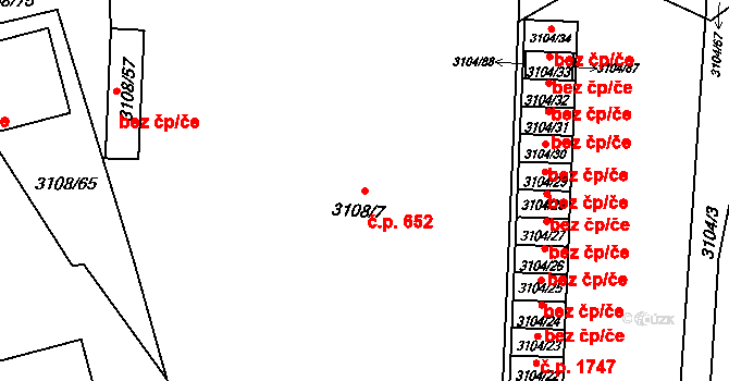 Hranice 652, Karviná na parcele st. 3108/7 v KÚ Karviná-město, Katastrální mapa