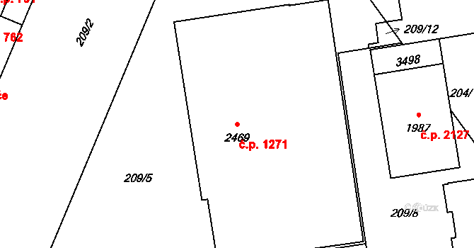 Mariánské Hory 1271, Ostrava na parcele st. 2469 v KÚ Mariánské Hory, Katastrální mapa