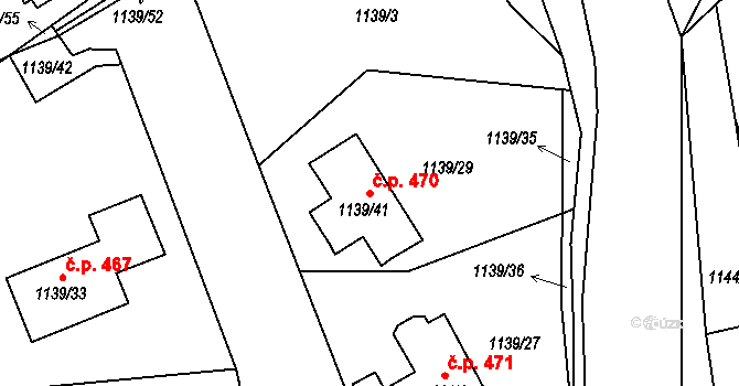 Pokratice 470, Litoměřice na parcele st. 1139/41 v KÚ Pokratice, Katastrální mapa