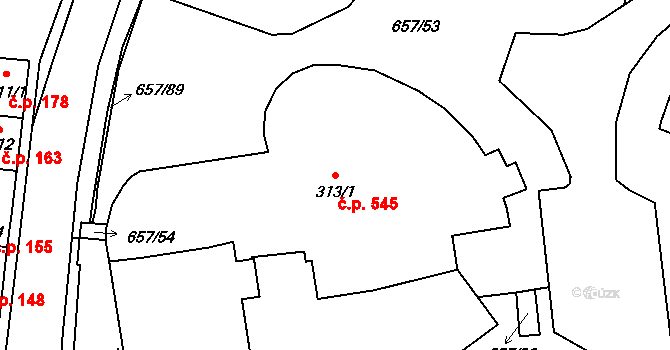 Pokratice 545, Litoměřice na parcele st. 313/1 v KÚ Pokratice, Katastrální mapa