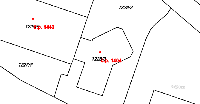 Prostřední Suchá 1404, Havířov na parcele st. 1228/3 v KÚ Prostřední Suchá, Katastrální mapa