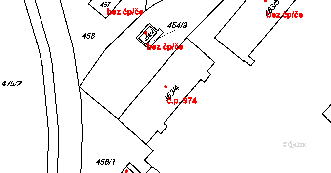 Lutyně 974, Orlová na parcele st. 463/4 v KÚ Horní Lutyně, Katastrální mapa