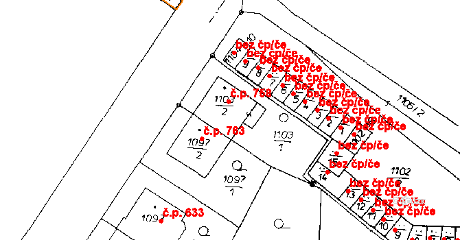 Poděbrady II 758, Poděbrady na parcele st. 1103/2 v KÚ Poděbrady, Katastrální mapa
