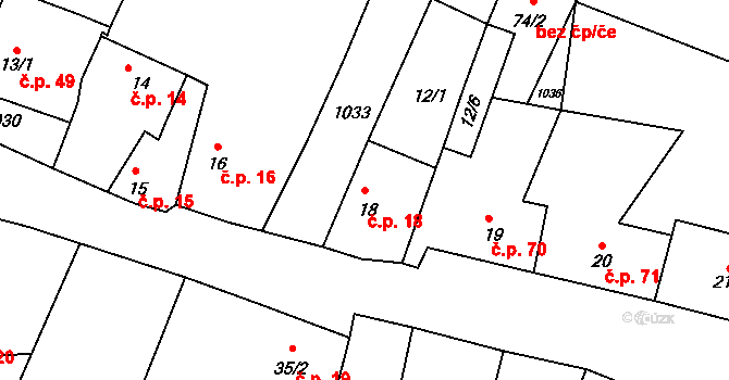 Tvršice 18, Staňkovice na parcele st. 18 v KÚ Tvršice, Katastrální mapa