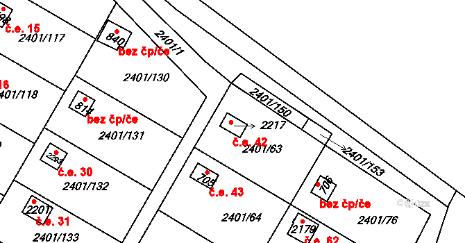 Lačnov 42, Svitavy na parcele st. 2217 v KÚ Moravský Lačnov, Katastrální mapa