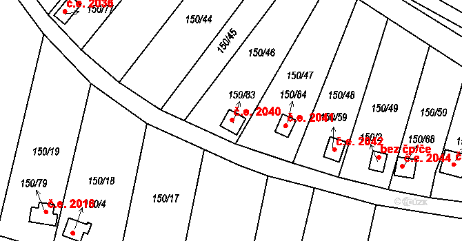 Domanínek 2040, Bystřice nad Pernštejnem na parcele st. 150/83 v KÚ Domanínek, Katastrální mapa