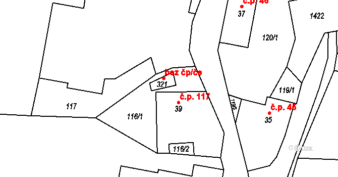 Mošnov 38935112 na parcele st. 321 v KÚ Mošnov, Katastrální mapa