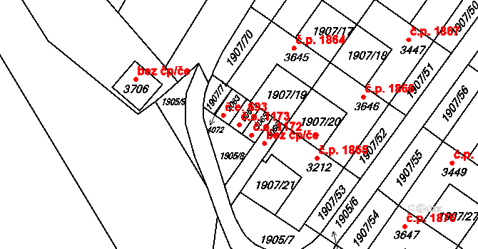 Náchod 1173 na parcele st. 3064 v KÚ Náchod, Katastrální mapa
