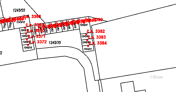 Prostřední Suchá 3384, Havířov na parcele st. 1245/51 v KÚ Prostřední Suchá, Katastrální mapa